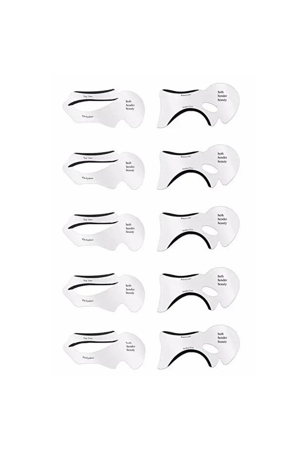 GRAY 10-Piece Professional Eye Makeup Stencil Set - Reusable Guide Cards for Winged Eyeliner, Eyesha