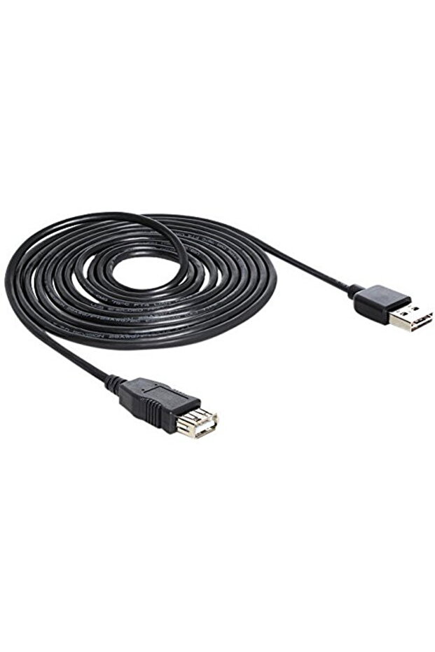 EASY USB2.0 A Plug/Socket - black 5m - 1