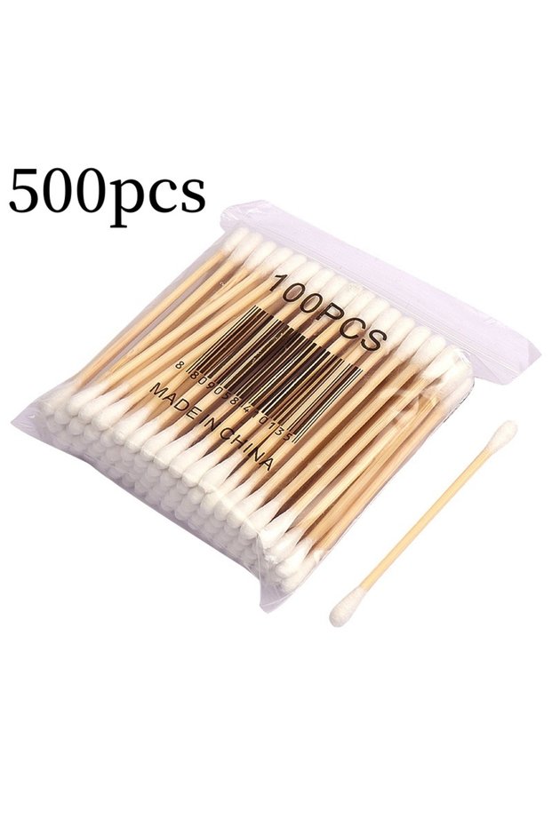 500pcs 500/1000pcs Double Head Wood Cotton Swab Nose Ears Cleaning Women Makeup Tools Lipstik Cotton