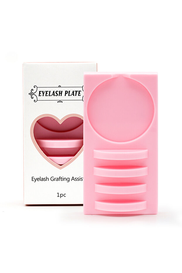 1PC pink 1PCS Reusable 2 in 1 Acrylic False Lashes Eyelash Stand Pad and Glue Holder Eyelashes Graft