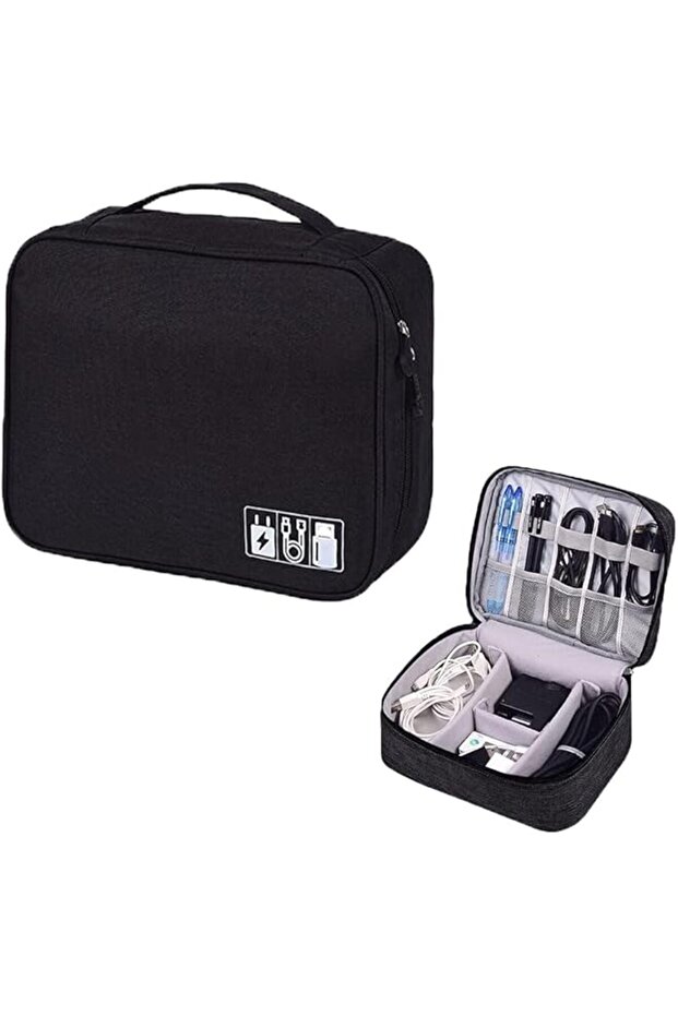 erorex Waterproof Electronics Organizer Bag - Travel Cable Storage Case with Adjustable Compartments