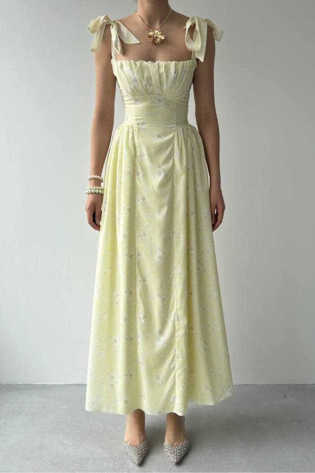 Kalın Askılı Çiçekli Daniel Elbise - 5