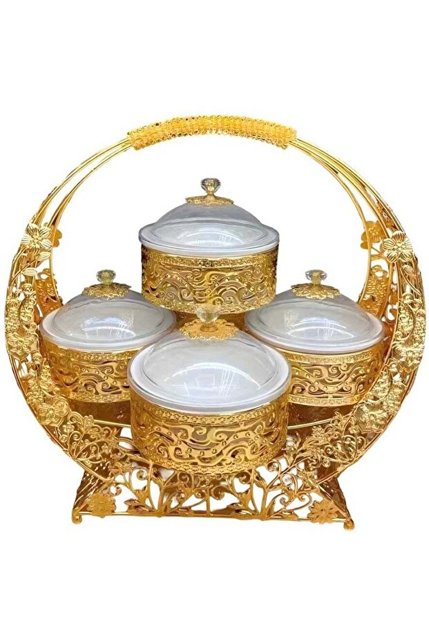 Luxury Gold-Plated Fruit & Snack Serving Tray Elegant Multi-Compartment Dessert & Appetizer Stand
