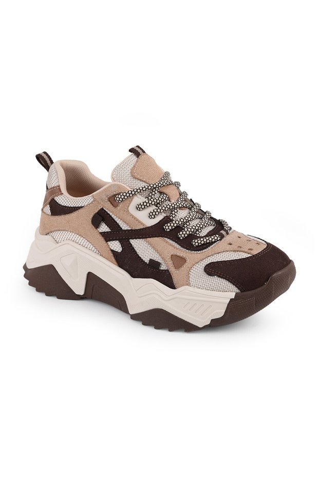 Libero L083.65137 Gray Genuine Leather Women's Sneaker High-Sole Comfortable Sports Shoes