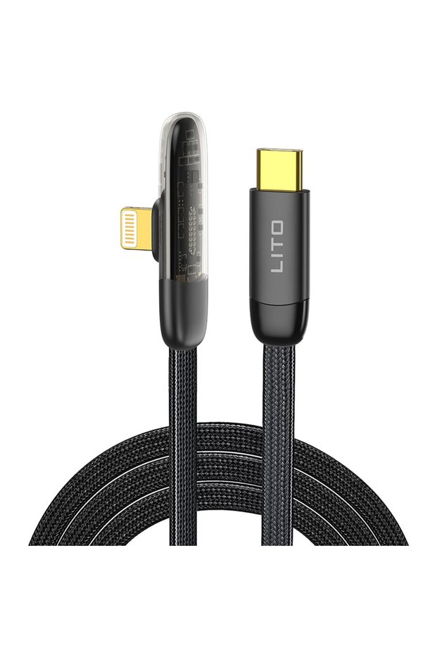 Data Cable with Type-C, Lightning, 1m - (LD11) - Black