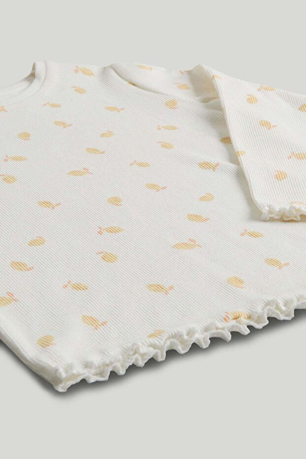 طقم بيجامات مضلعة مكون من قطعتين - 5