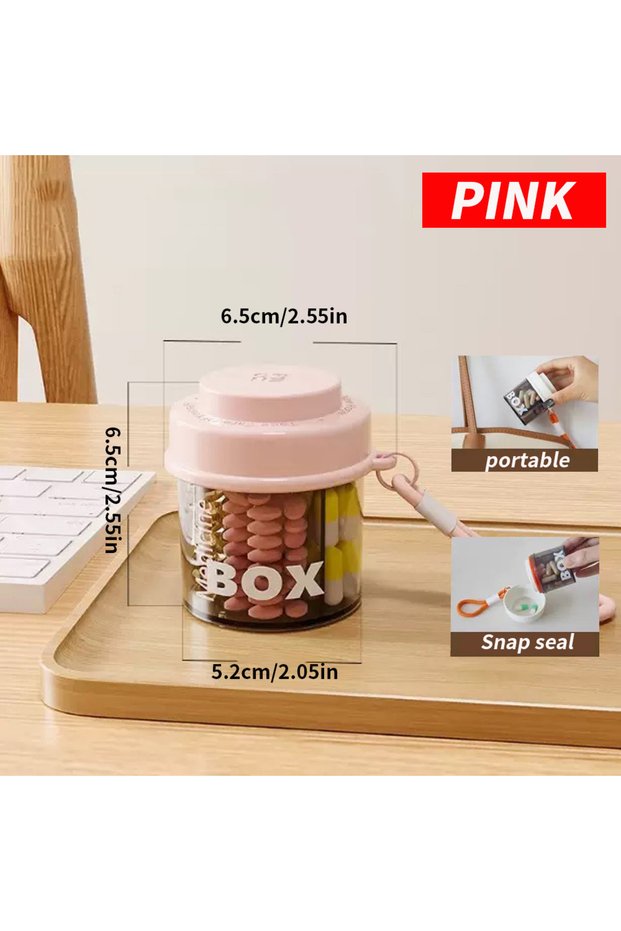 PINK Portable Mini Multifunctional Medicine Storage Box with Compartments Convenient Travel Organize
