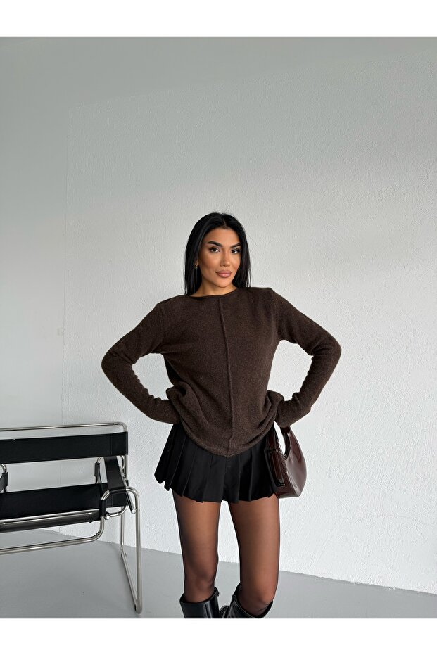 Wool Blend Boat Neck Basic Sweater - 3