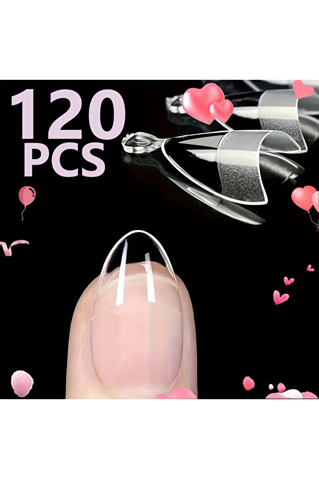 WHITE 120pcs Short Almond Fake Nails Half Cover False Nails Extra Short Almond Soft Gel Nail Tips Pr
