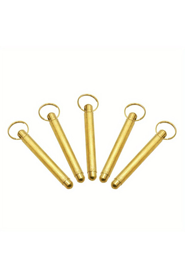 5pcs 5pcs Golden Folding Ear Spoon Keychain - Portable Metal Ear Cleaning Tool, No Battery Required
