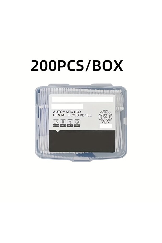 200PCS Refill Automatically Pop Up Smart Dental Floss Box, Flosser, Dental Floss Refill, Portable De
