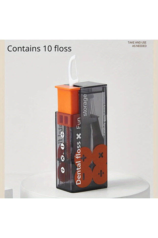 Orange Dental Automatic Floss Storage Box Pop-Up Dental Floss Dispenser With 10Pcs Floss Dental Oral