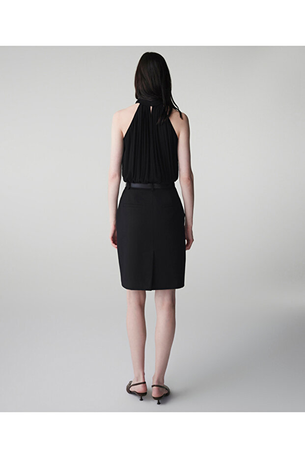 Kemerli çift parça görünüm elbise - 6