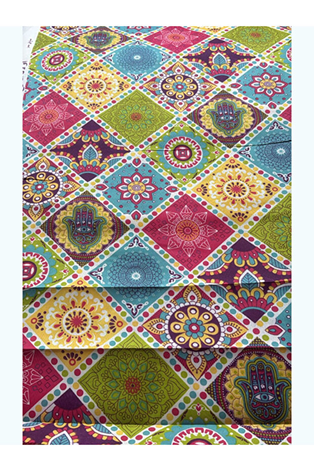 مفرش طاولة بنمط بوهيمي - تصميم هندسي متعدد الألوان - طول 22 مترًا - 2