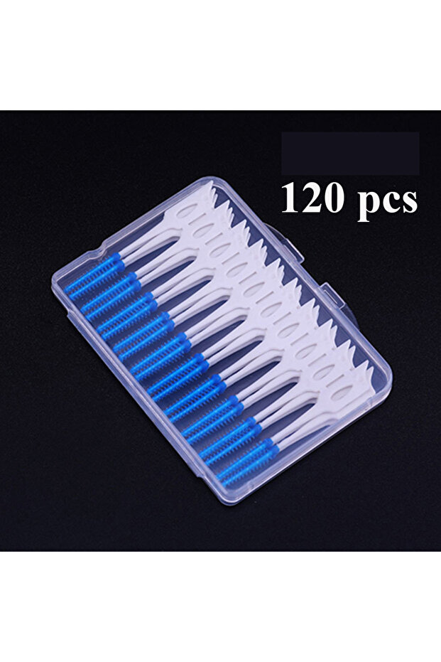 120pcs blue 40/120/150/200 PCS Silicone Interdental Brush Brush Teeth Cleaning Between Teeth Soft To