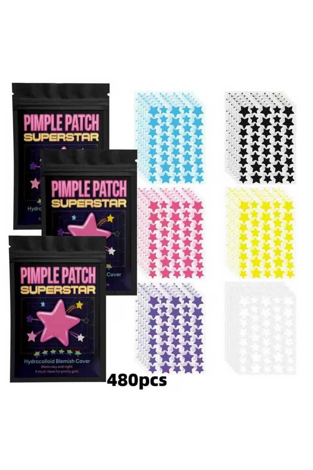 480pcs MULTI 480pcs pieces of multi-color star acne patches, facial acne patches, concealer acne pat