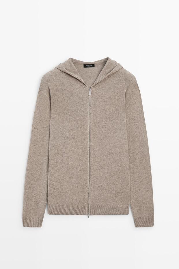 Yünlü kapüşonlu triko hırka - 5