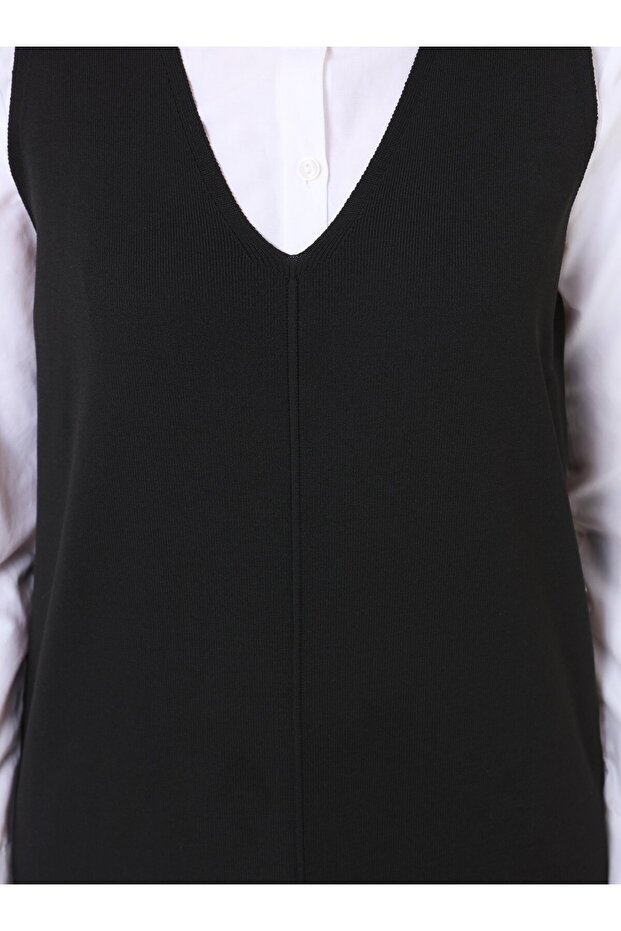 Triko Tesettür Elbise - Siyah - - 5