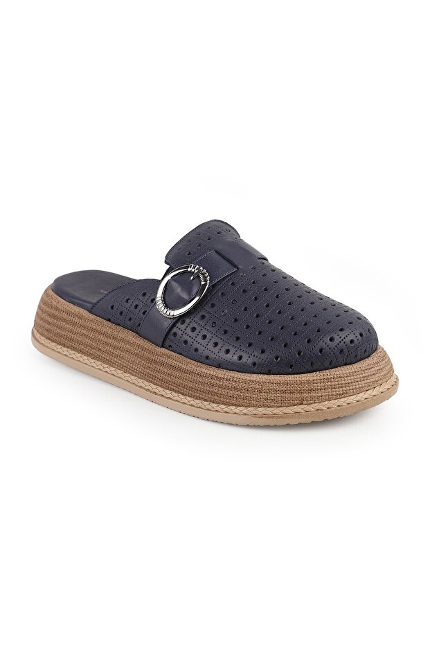 L060.650 Genuine Leather Buckle Poly Sole Comfortable Women's Sabo Slippers