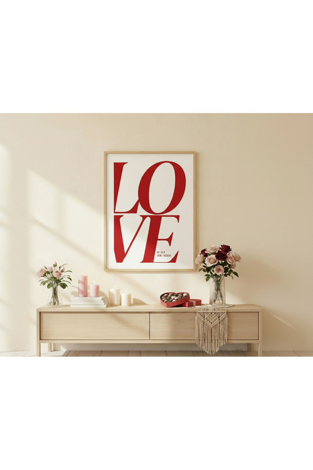 Wooden Framed Valentine's Day Collectible Painting - Modern Living Room Wall Decor Huhu702