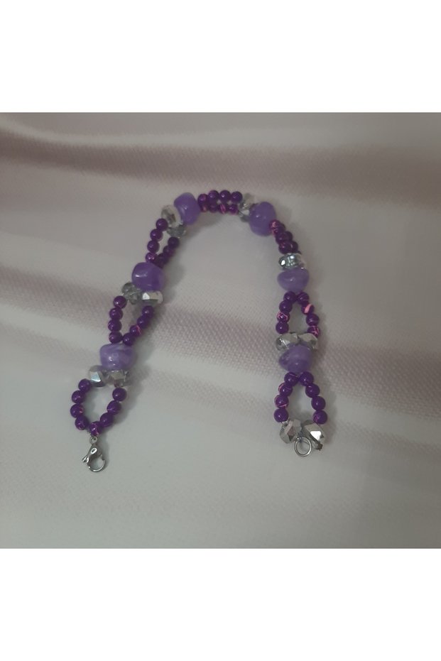 Purple Glass Beads and Crystal Natural Stone Handmade Women's Bracelet Valentine's Day Gift