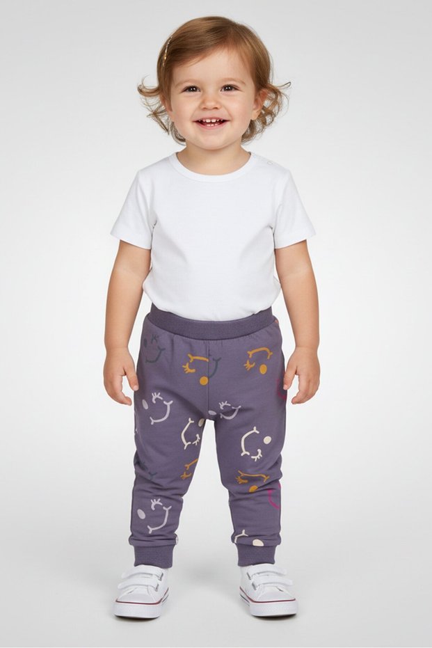 Toddlers Girl Graphic Print Sweatpants, Purple