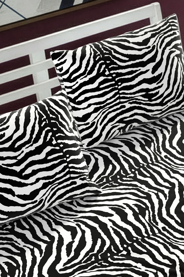 طقم ملاءات سرير مطاطية بنقشة النمر - مقاس فردي/مزدوج/كبير الحجم - 3