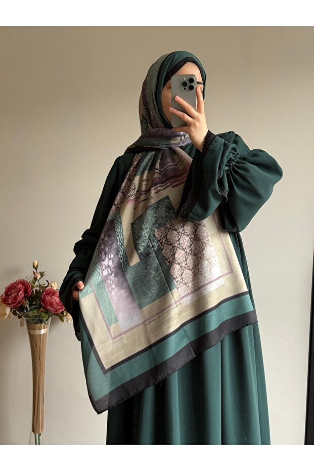 شال بنمط إترو - زمردي - 6