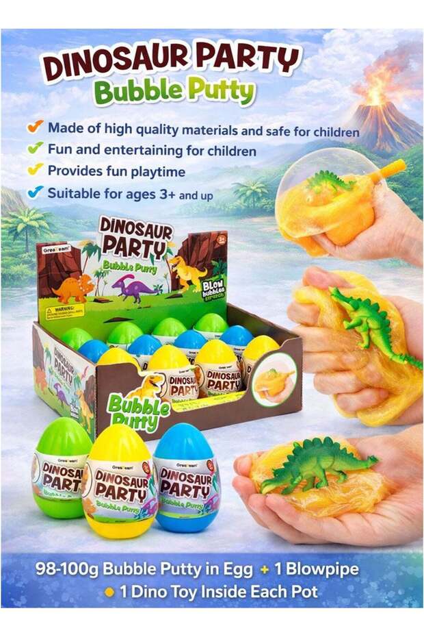Dino Putty Bubble Putty Slime Set of 12