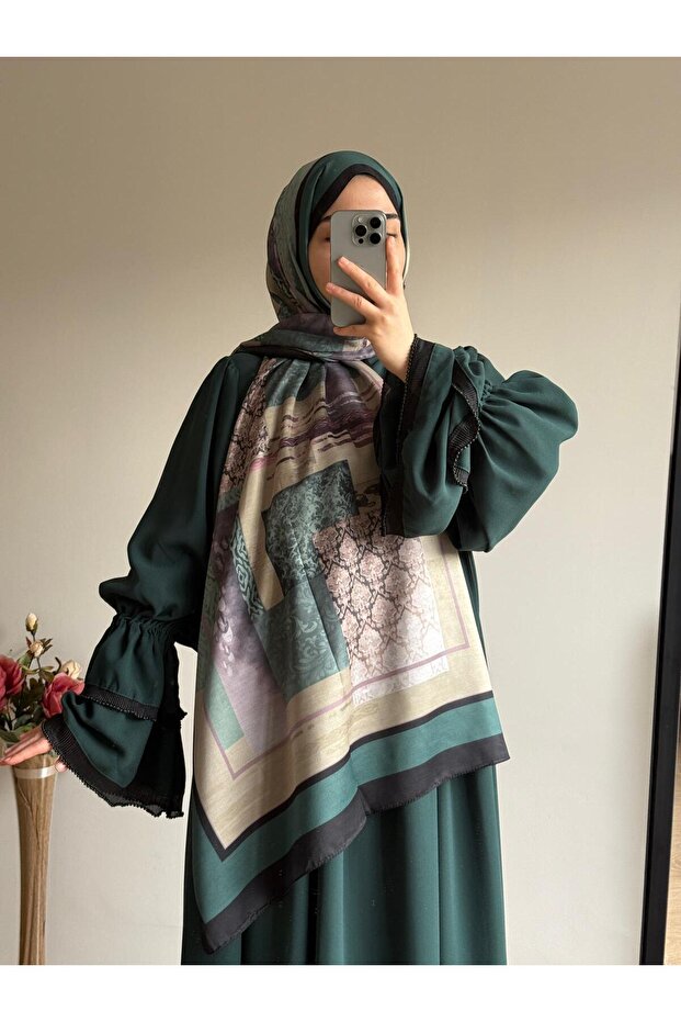 شال بنمط إترو - زمردي - 2