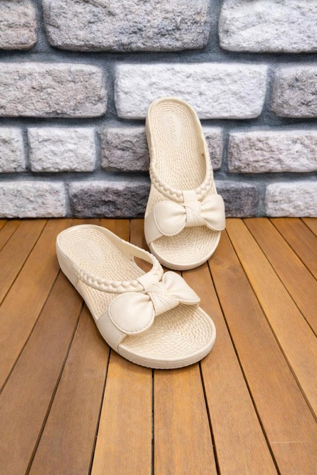 Anatomical Non-Slip Sole Women's Bowknot Beach Balcony Garden Terrace Bathroom Slippers