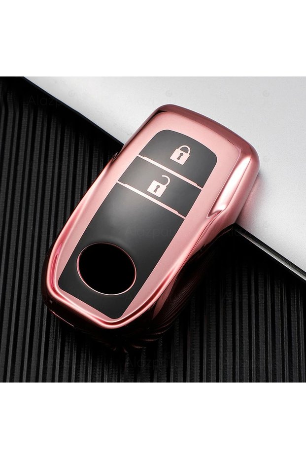 Toyota Compatible Corolla, Cross, Yaris, Cross, Ch-R, Rav4, Hilux, Compatible, Glossy Tpu Key Case Cover (Rose 2 Keys)