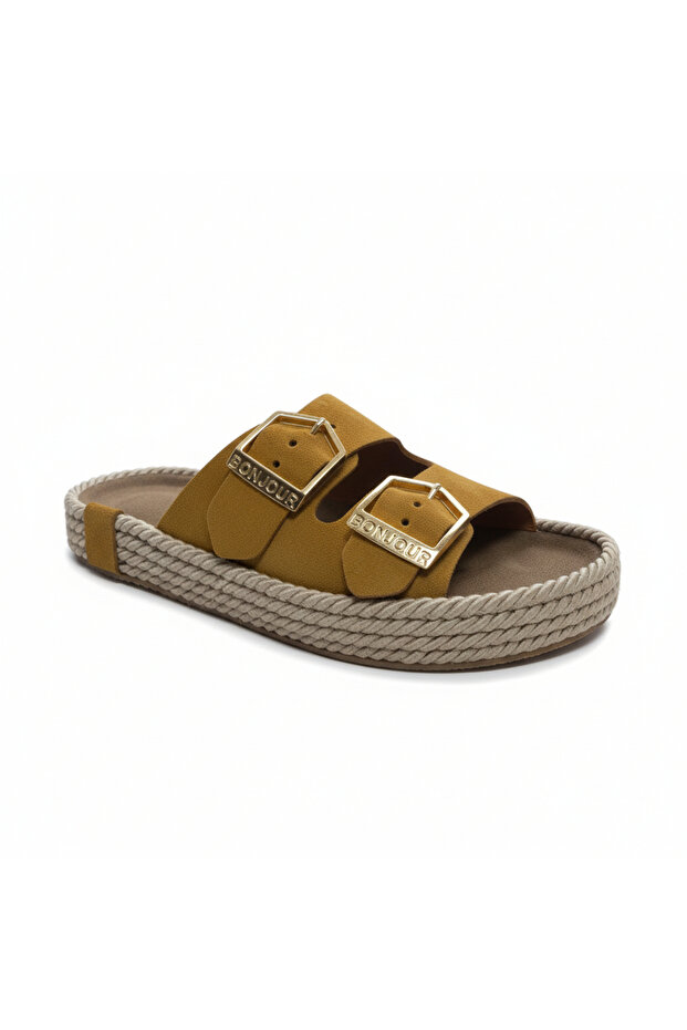 Suede leather braided slippers
