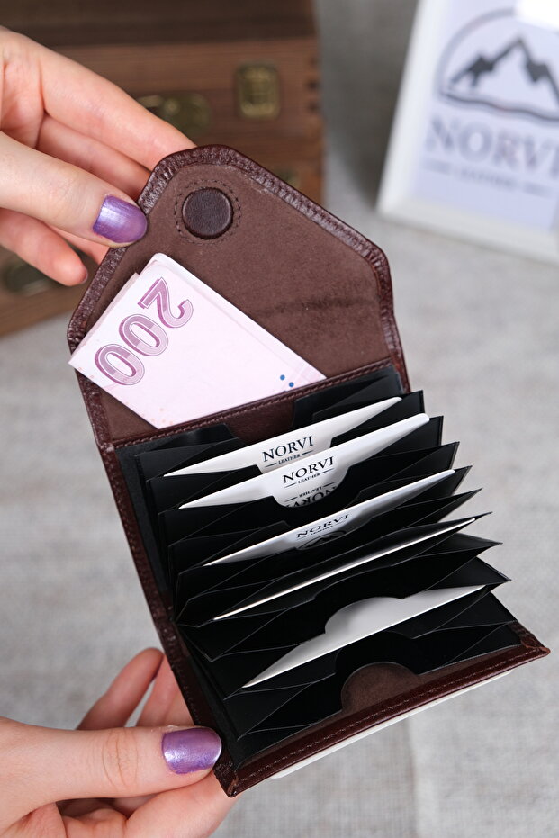 Accordion Genuine Leather Card Holder 1048