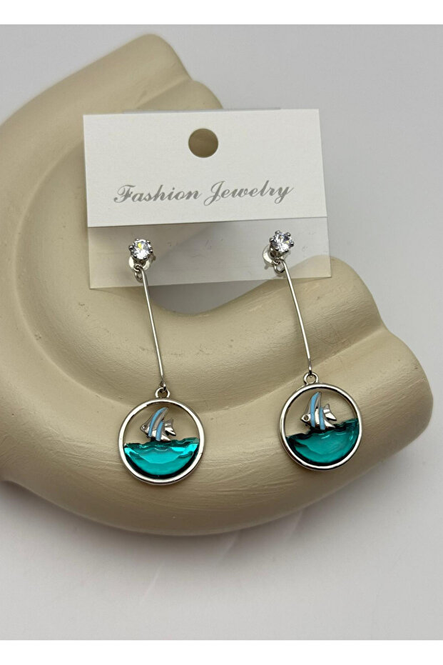 Vip Silver Stone Sea Themed Earrings - 26Vipkp25
