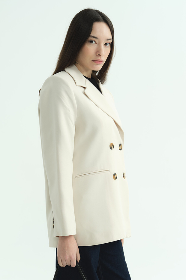 سترة مزدوجة الصدر مزينة بالأحجار - 6