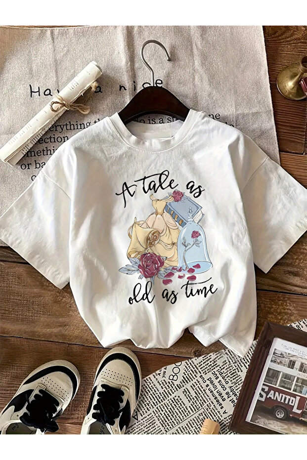 Bayaz Printed Oversize Women'S/Men's Unisex White Tshirt