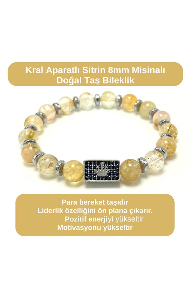 Certified Zircon King Apparatus Citrine - 8mm Natural Gemstone Bracelet