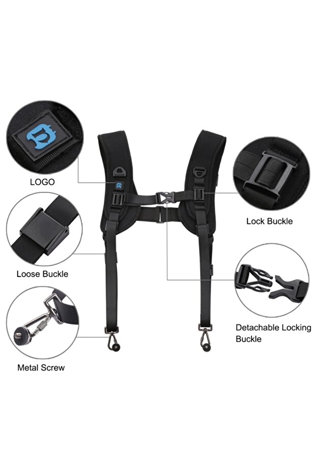 Двоен колан PU6002 за DSLR и екшън камери, черен - 4