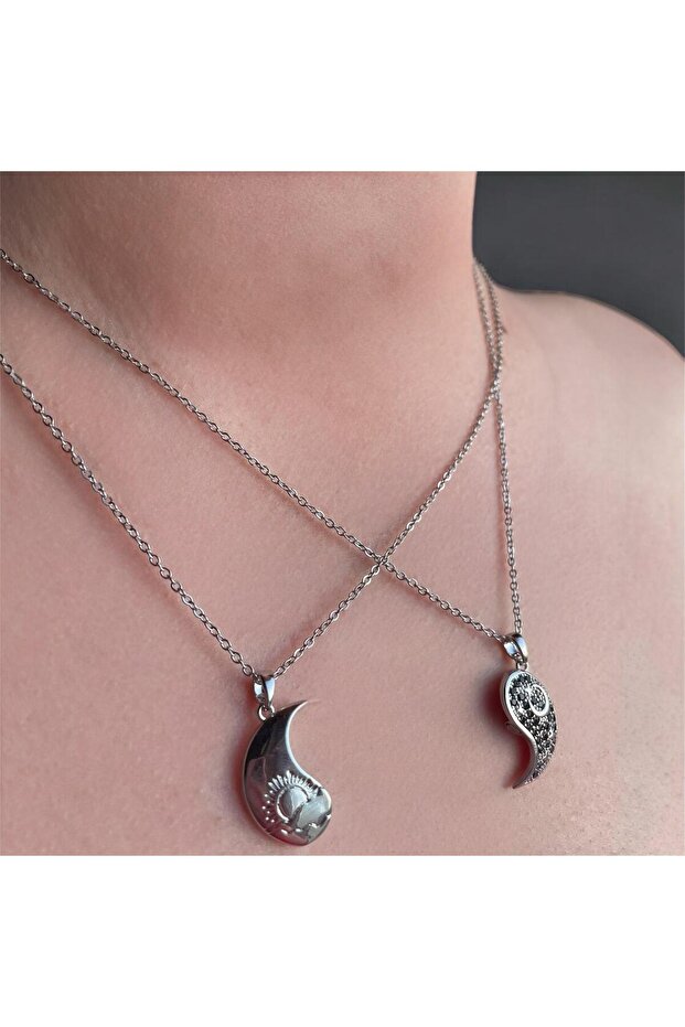 Çelik Çift Yin-Yang Kolyesi - 1