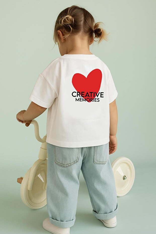 Girls' Cotton Crew Neck Printed Back T-Shirt