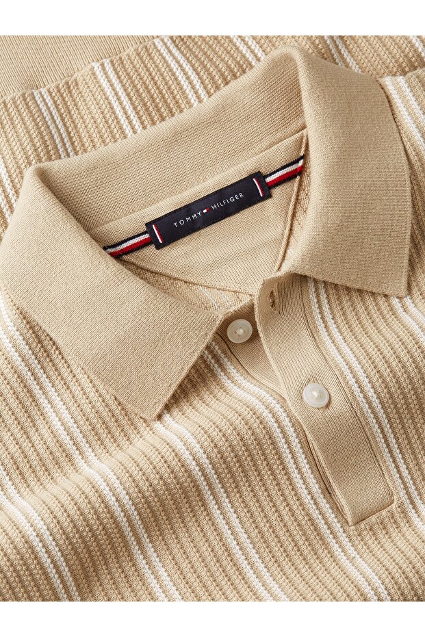 KNITTED VERTICAL STRIPE SS POLO - 3