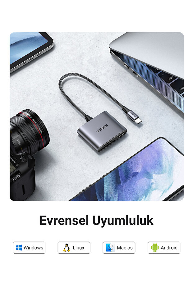 USB-C Multifunction Card Reader SD/TF+USB Gray - 6