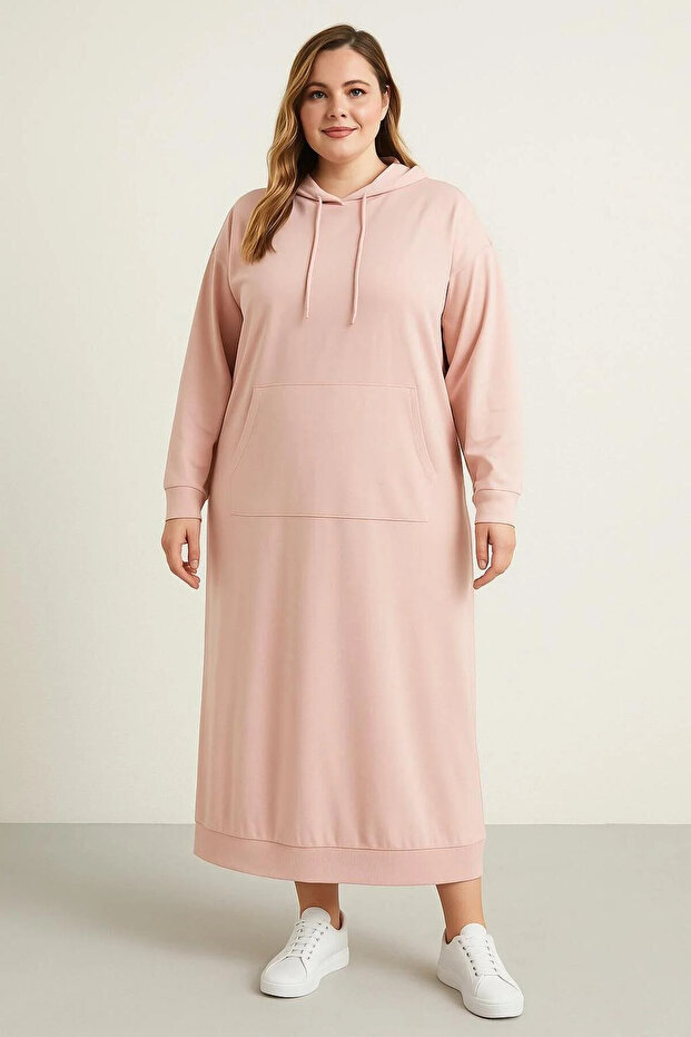 Plus Size 3 Yarn Dress with Pockets and Hood
