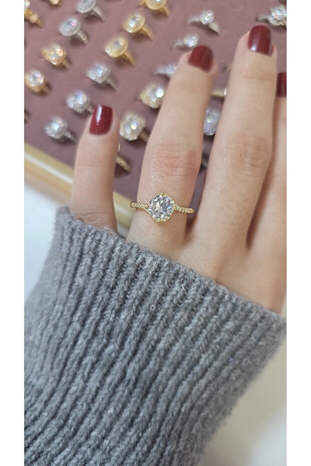 Premium Design Sparkling Women's Double Color Ring Adjustable Without Number