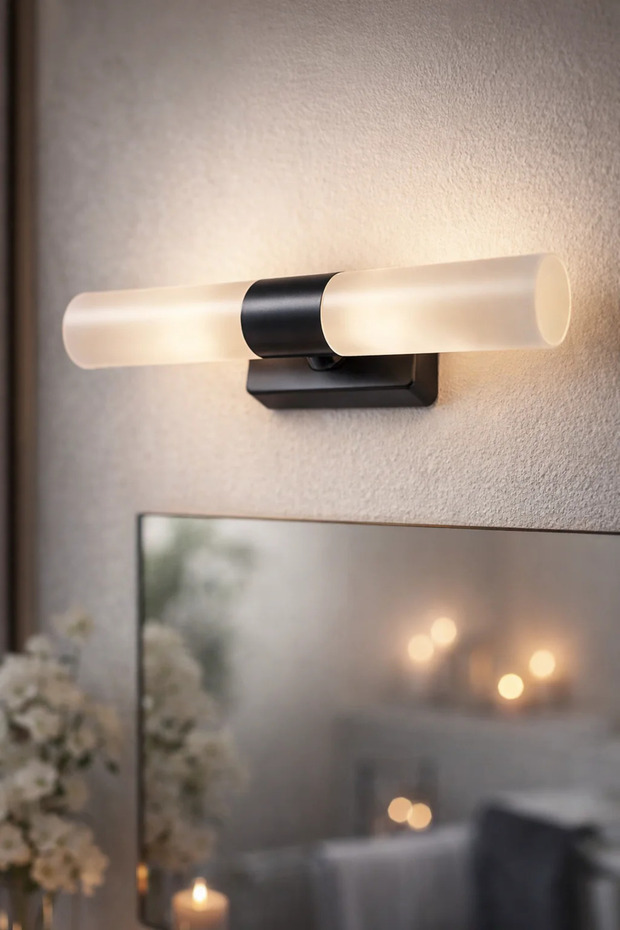 Buz Led Aplik İkili Siyah - 1