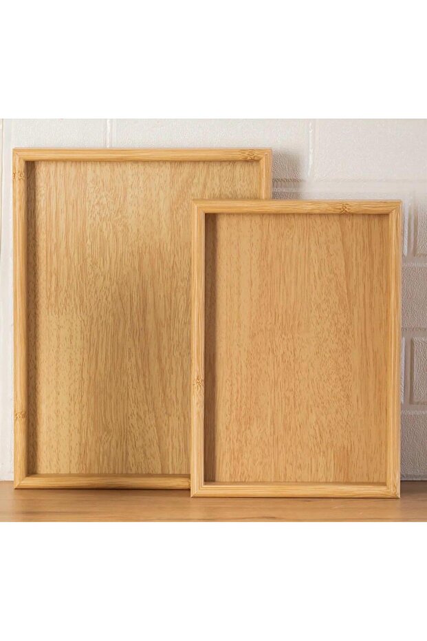 Bamboo Double Tray Set, Service & Presentation Tray | 20×30 cm – 35×25 Cm, Natural Bamboo Colors