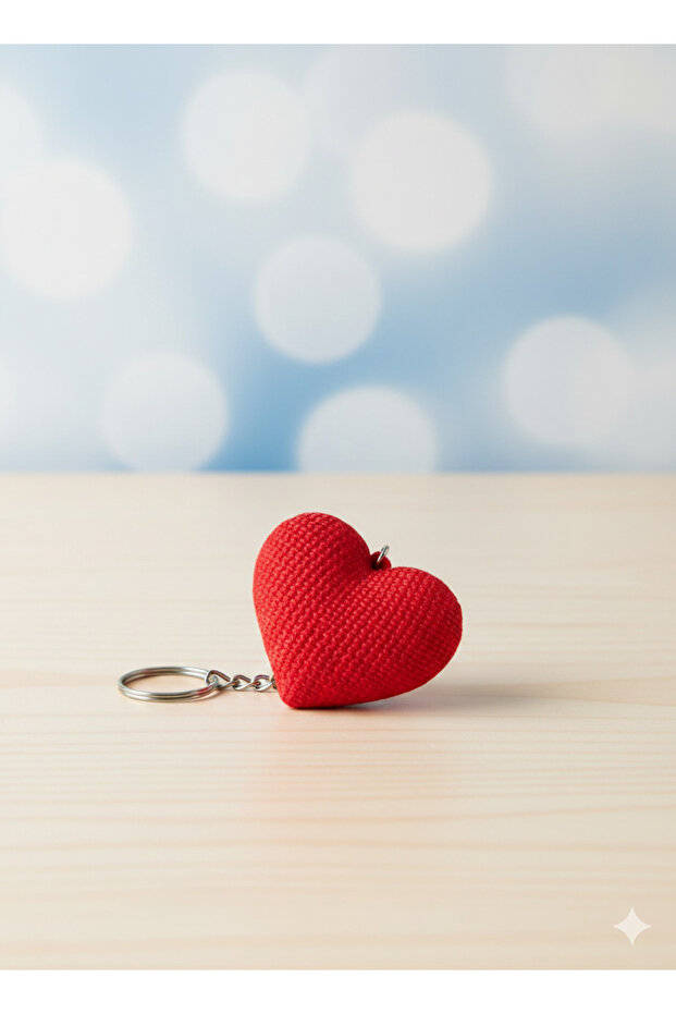 Knitted Patterned Heart Keychain - 3