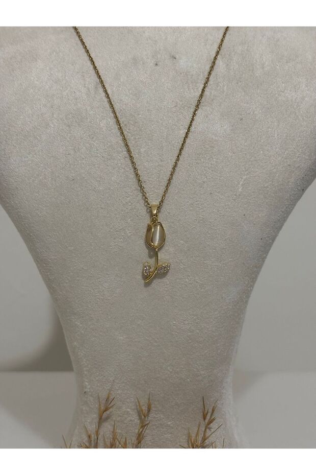 Lale Figür Çelik Kolye - 4