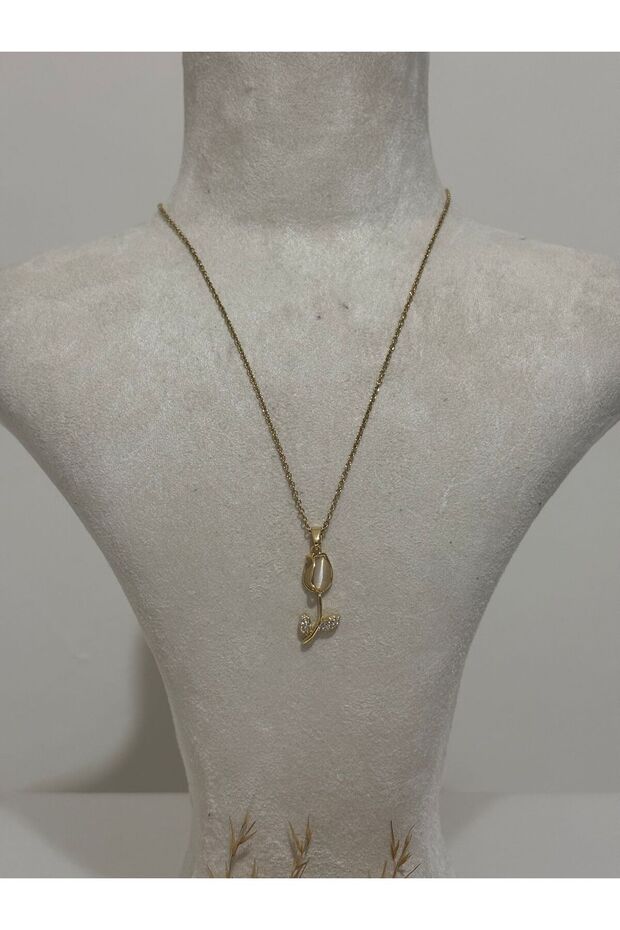 Lale Figür Çelik Kolye - 3